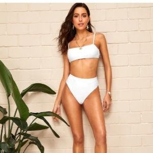 New Spaghetti Strap Top With High Waist Bikini Set